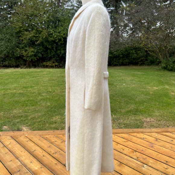 Vintage White Coat Mohair Midi Length Double Breasted by Emily Wetherby - Picture 6 of 12